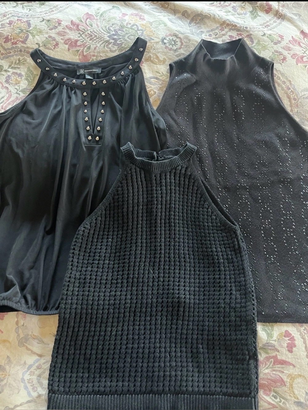 Lot of 3 Black tank Tops WHBM, Halogen, Inc. SM, XS sleeveless sweater vest